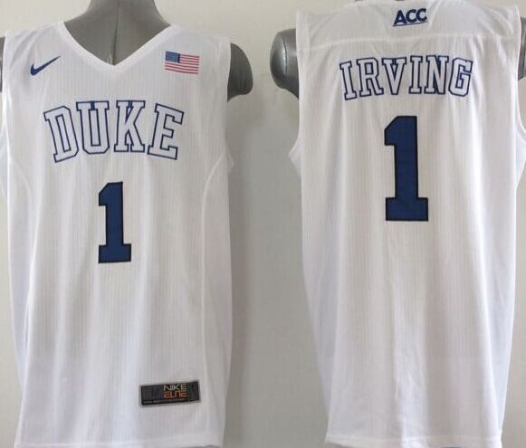 Duke Blue Devils 1 Kyrie Irving White Jersey