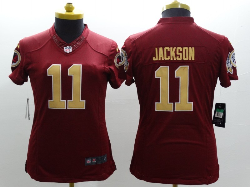 Nike Redskins 11 Jackson Red Golden Number Women Limited Jersey