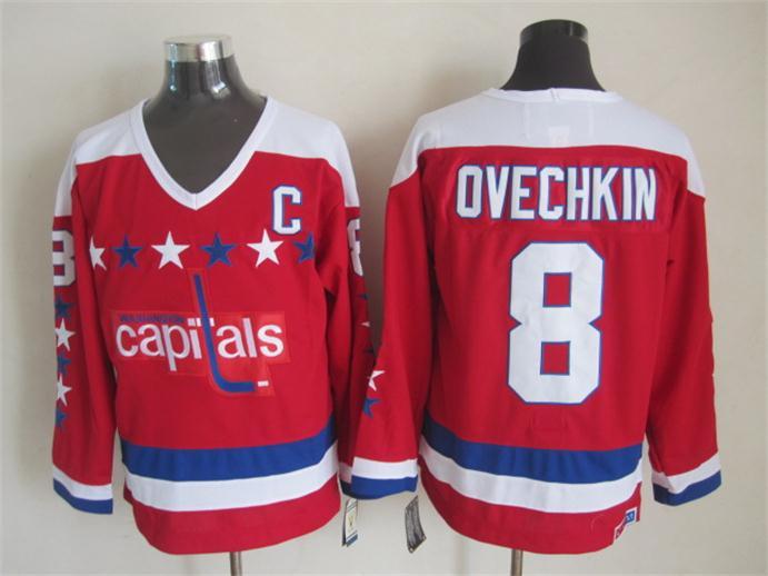 Capitals 8 Ovechkin Red CCM Jersey - Click Image to Close