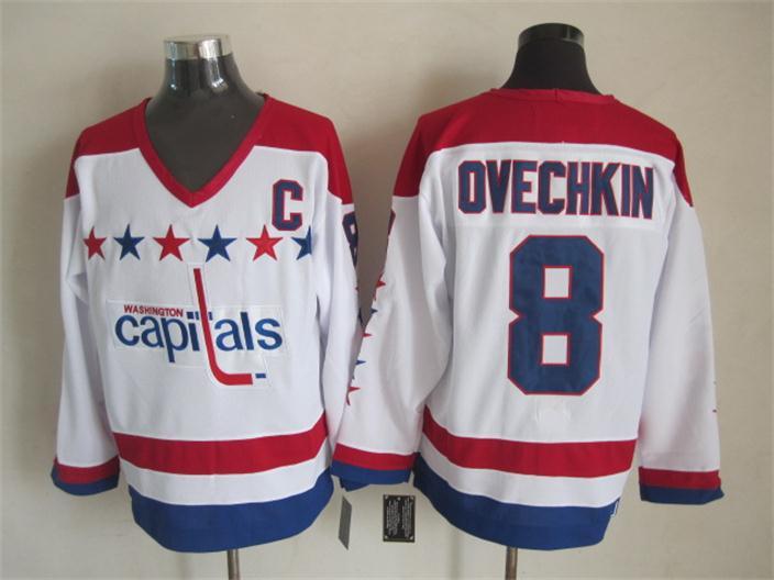Capitals 8 Ovechkin White CCM Jersey