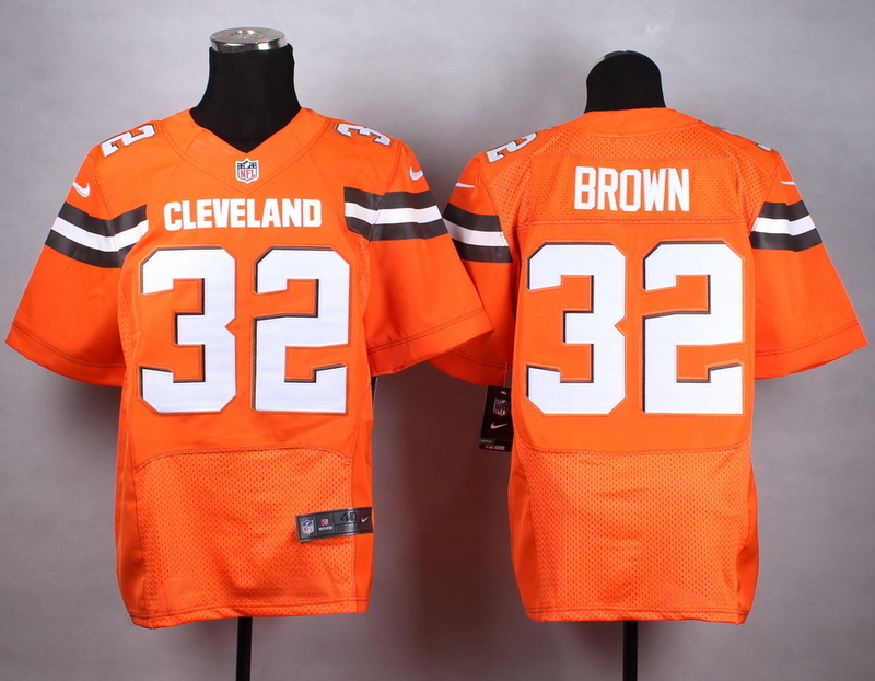 Nike Browns 32 Jim Brown Orange Elite Jersey