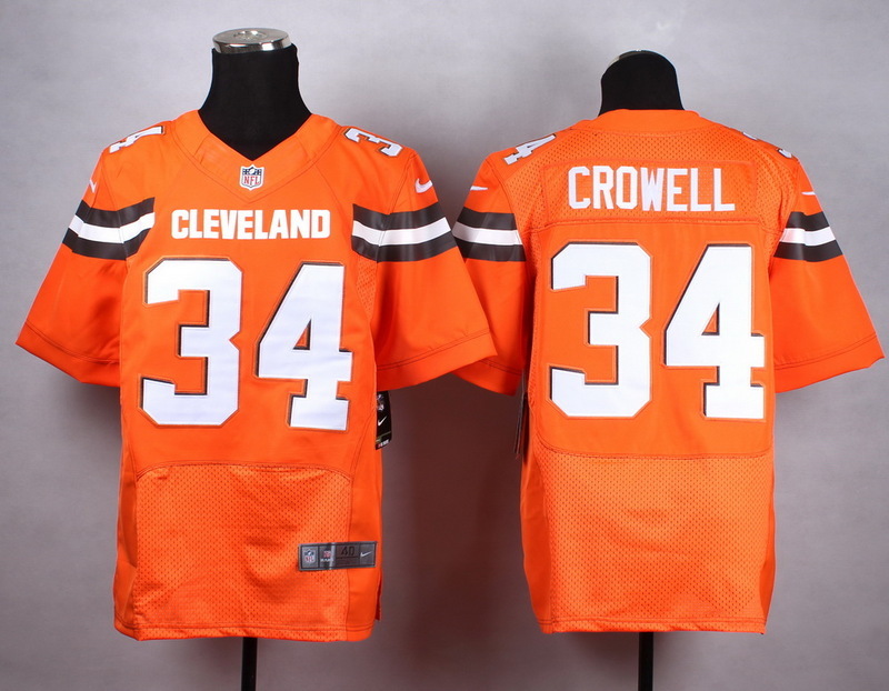 Nike Browns 34 Isaiah Crowell Orange Elite Jersey