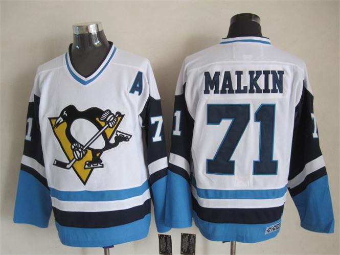 Penguins 71 Malkin White CCM Jersey