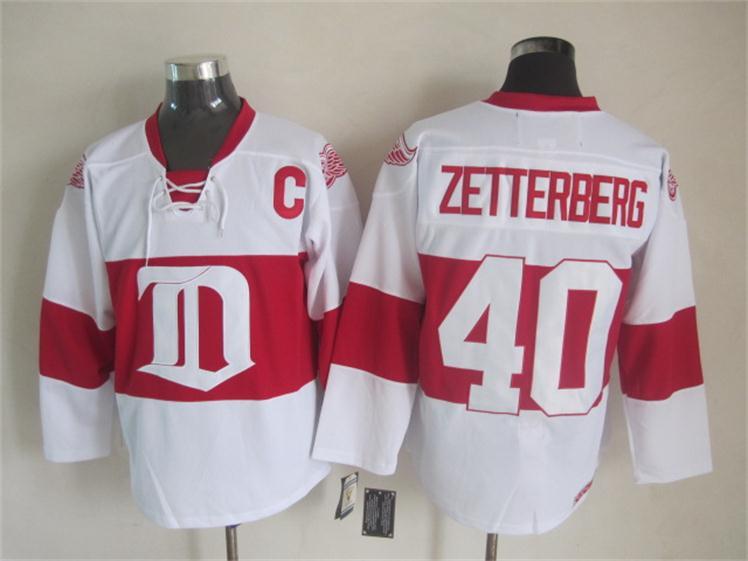 Red Wings 40 Zetterberg White Reebok jersey