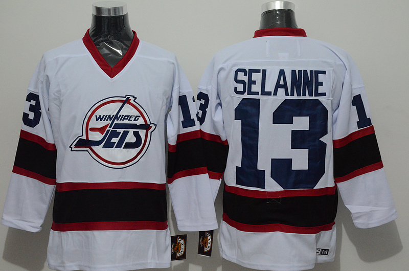 Jets 13 Selanne White New Jersey - Click Image to Close