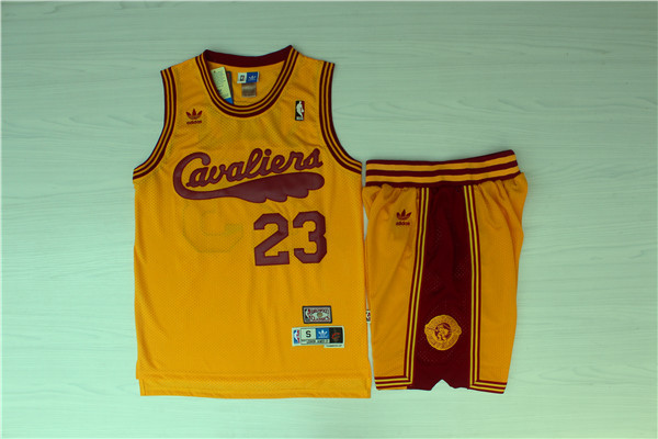 Cavaliers 23 James Yellow Hardwood Classics Jersey(With Shorts)