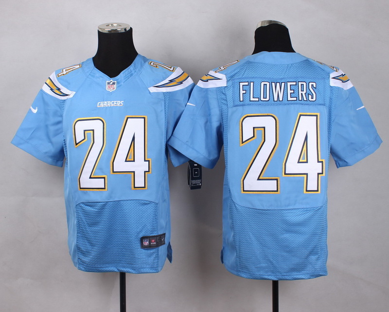 Nike Chargers 24 Brandon Flowers Light Blue Elite Jersey - Click Image to Close