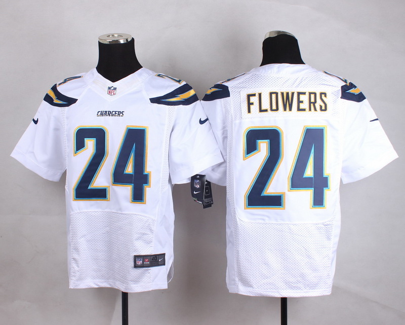 Nike Chargers 24 Brandon Flowers White Elite Jersey