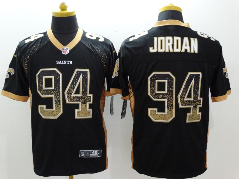 Nike Saints 94 Jordan Drift Fashion Black Elite Jersey