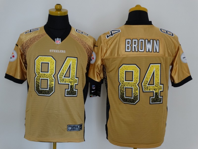 Nike Steelers 84 Brown Drift Fashion Gold Elite Jersey