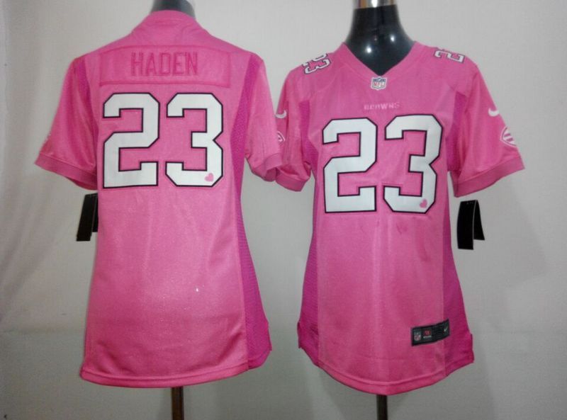 Nike Browns 23 Haden Pink Love Women Game Jersey