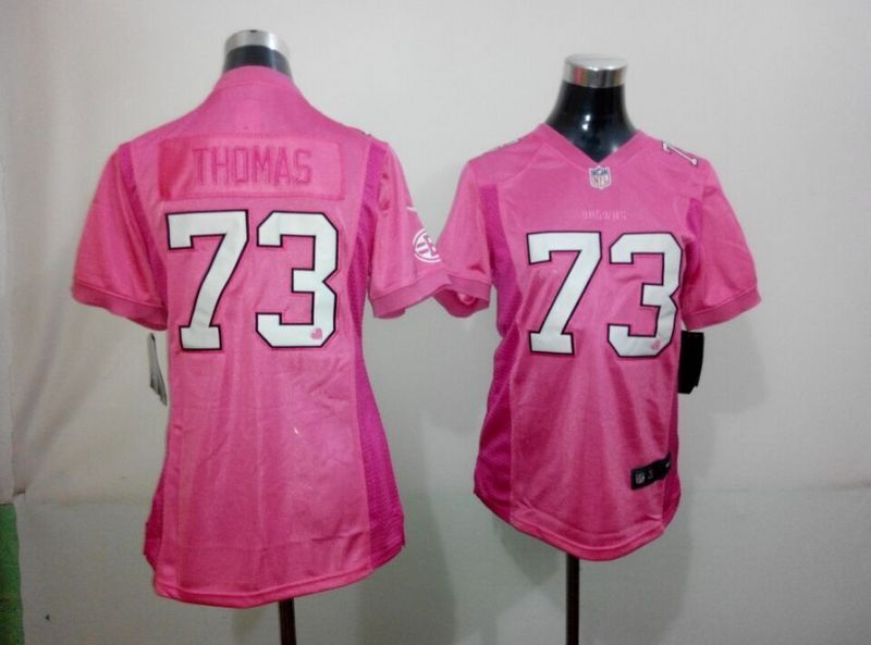 Nike Browns 73 Thomas Pink Love Women Game Jersey
