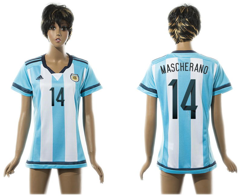 2015-16 Argentina 14 MASCHERANO Home Women Thailand Jersey