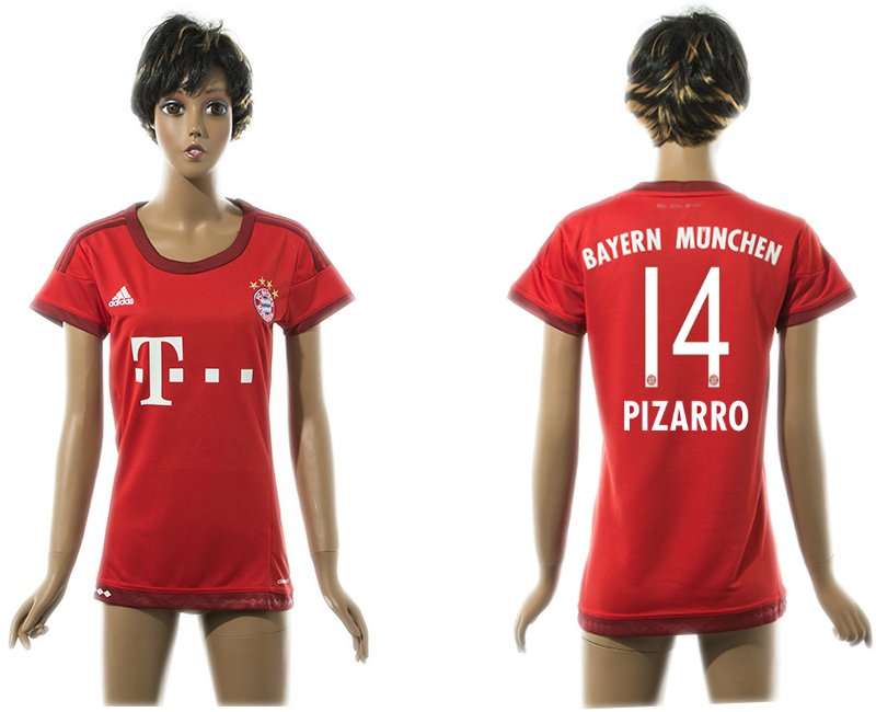 2015-16 Bayern Munchen 14 PIZARRO Home Women Jersey