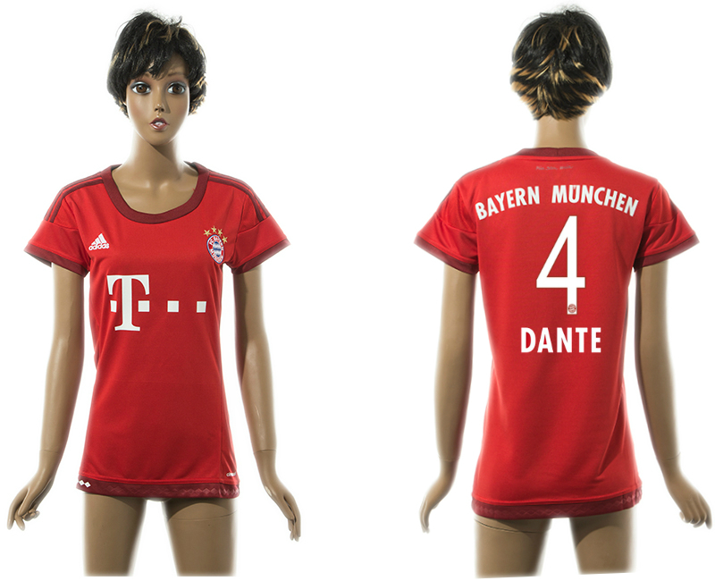 2015-16 Bayern Munchen 4 DANTE Home Women Jersey