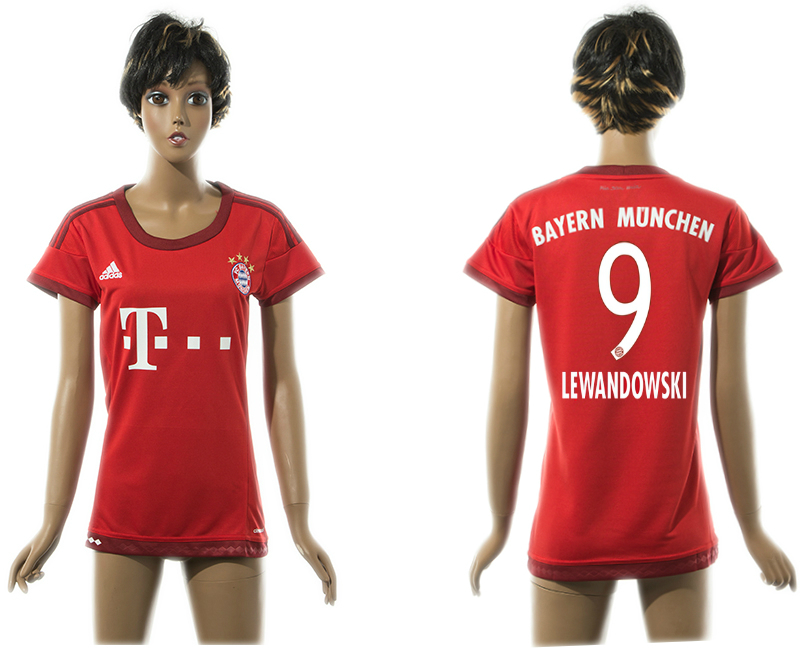 2015-16 Bayern Munchen 9 LEWANDOWSKI Home Women Jersey