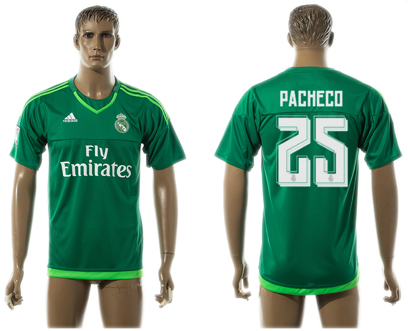 2015-16 Real Madrid 25 PACHECO Goalkeeper Thailand Jersey