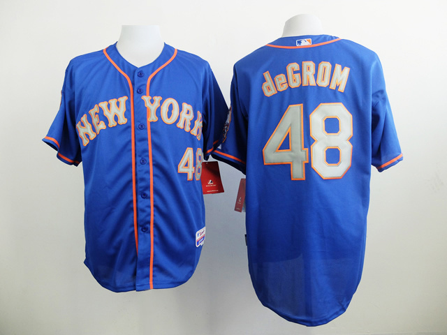 Mets 48 deGrom Blue Cool Base Road Jersey