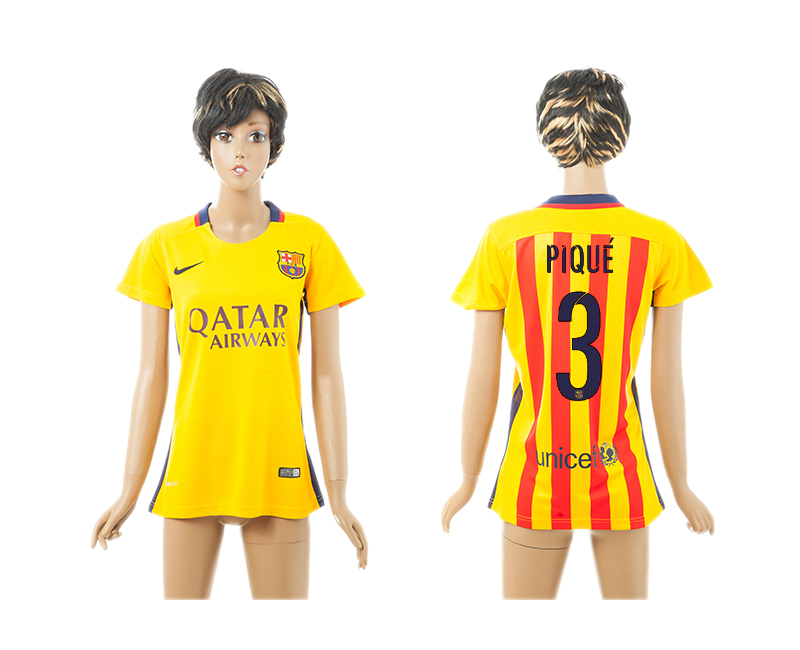 2015-16 Barcelona 3 PIQUE Away Women Jersey