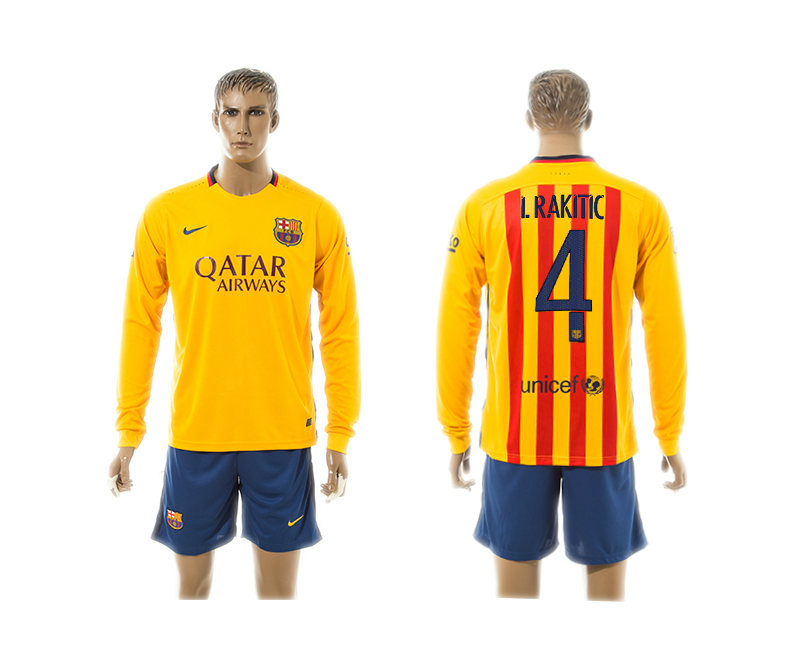2015-16 Barcelona 4 I.RAKITIC Away Long Sleeve Jersey