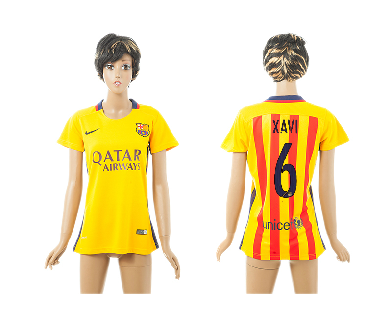 2015-16 Barcelona 6 XAVI Away Women Jersey