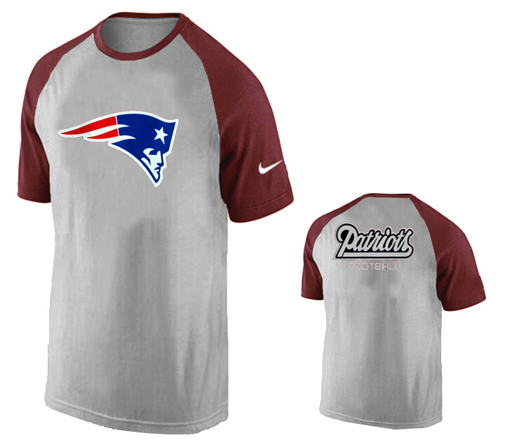 Nike New England Patriots Ash Tri Big Play Raglan T Shirt Grey03 - Click Image to Close