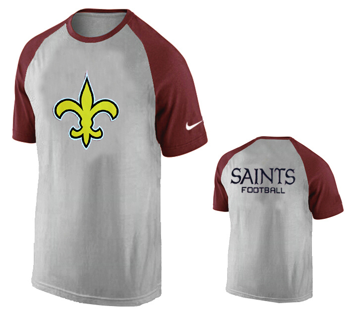 Nike New Orleans Saints Ash Tri Big Play Raglan T Shirt Grey2