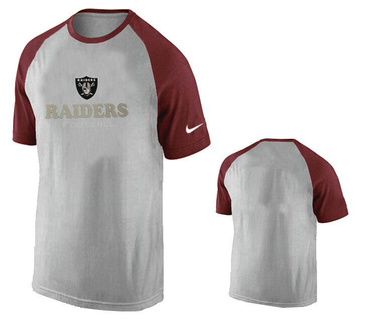 Nike Oakland Raiders Ash Tri Big Play Raglan T Shirt Grey11