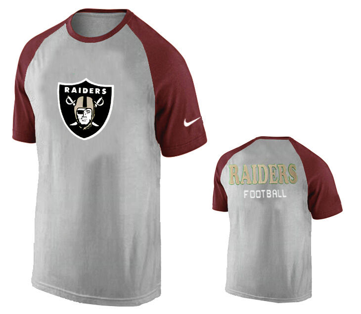 Nike Oakland Raiders Ash Tri Big Play Raglan T Shirt Grey4