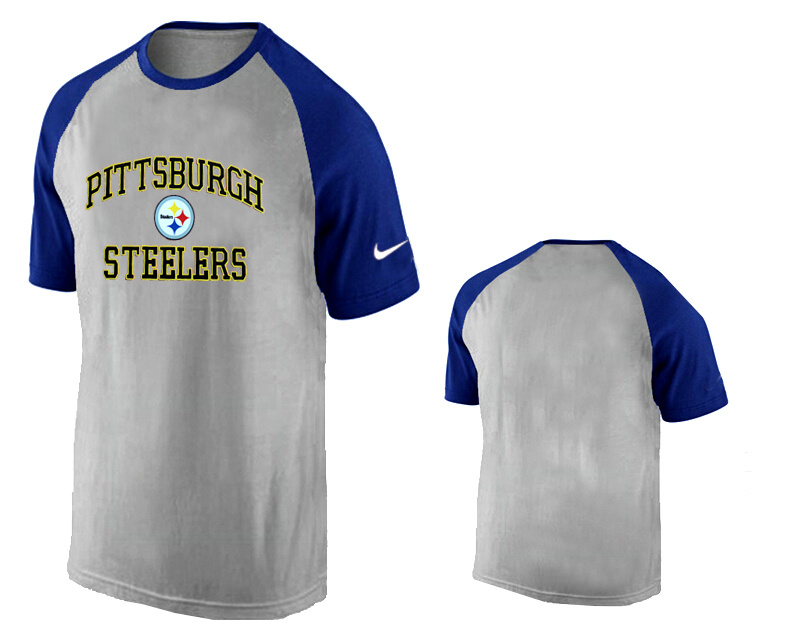 Nike Pittsburgh Steelers Ash Tri Big Play Raglan T Shirt Grey3