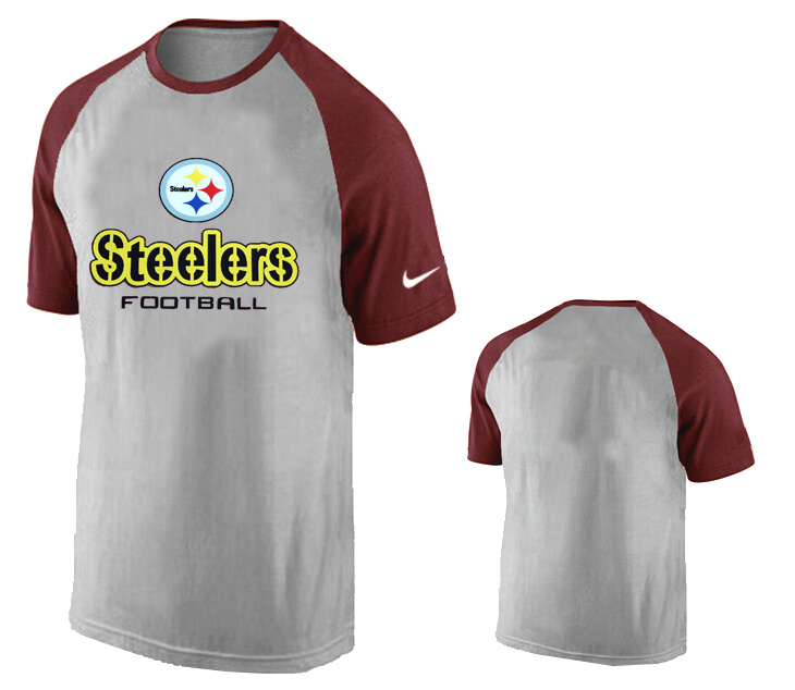 Nike Pittsburgh Steelers Ash Tri Big Play Raglan T Shirt Grey7