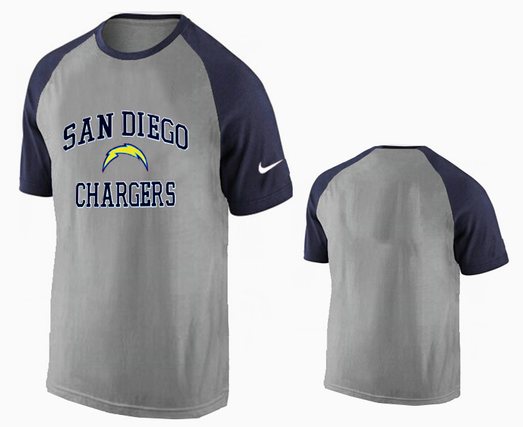 Nike San Diego Chargers Ash Tri Big Play Raglan T Shirt Grey2