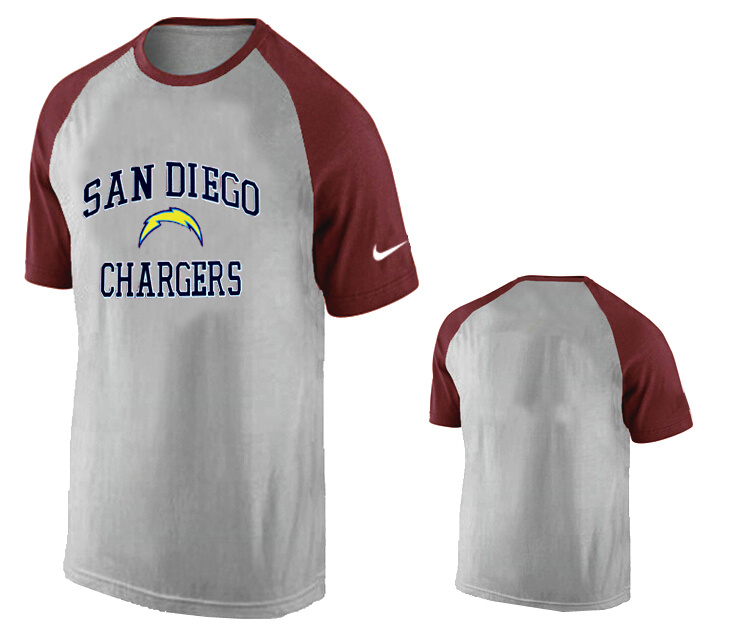 Nike San Diego Chargers Ash Tri Big Play Raglan T Shirt Grey3