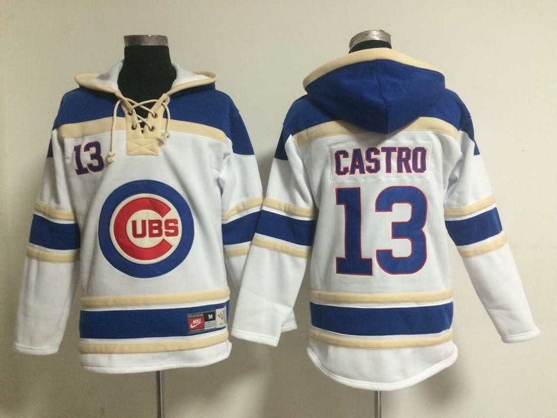 Cubs 13 Starlin Castro White All Stitched Hooded Sweatshirt