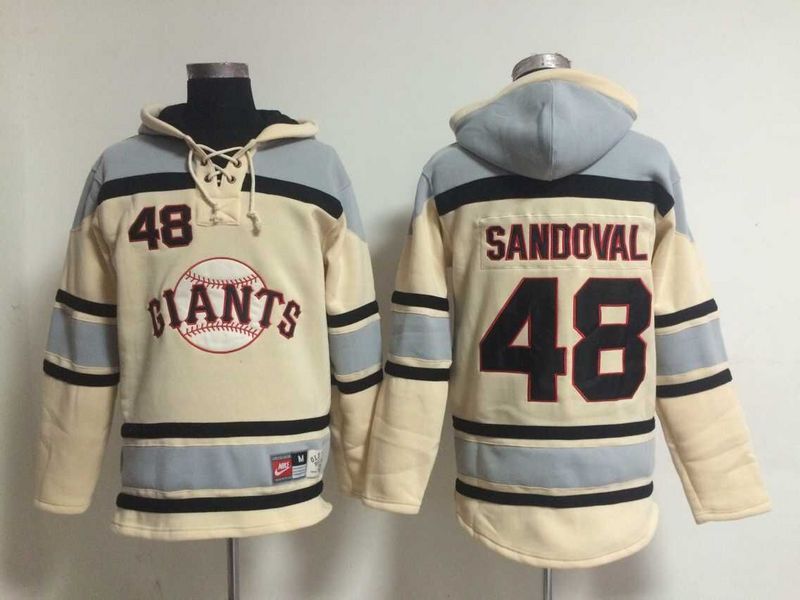 Giants 48 Pablo Sandoval Cream All Stitched Hooded Sweatshirt