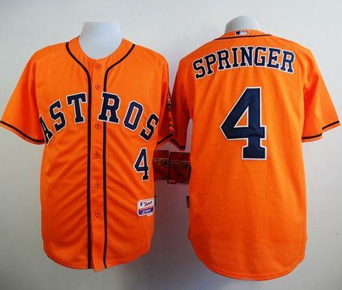 Astros 4 Springer Orange Cool Base Jersey