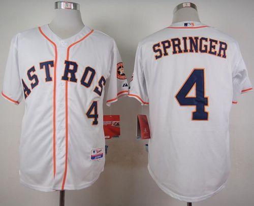 Astros 4 Springer White Cool Base Jersey