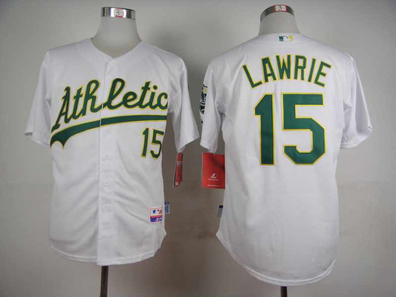 Athletics 15 Lawrie White Cool Base Jersey - Click Image to Close