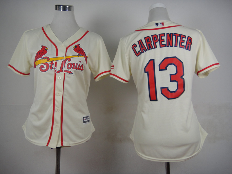 Cardinals 13 Carpenter Cream Women New Cool Base Jersey