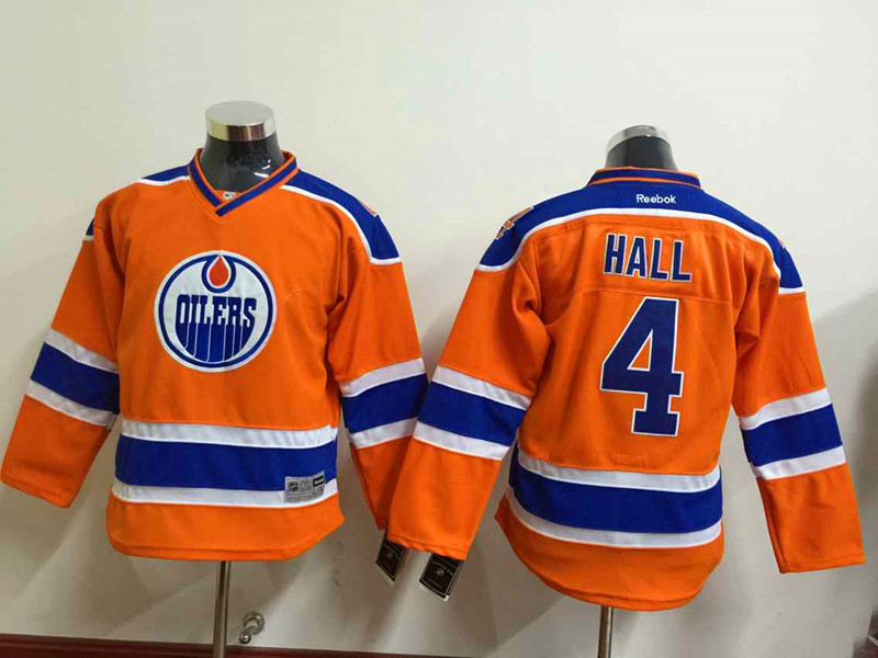 Oilers 4 Hall Orange Youth Reebok Jersey
