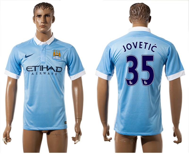 2015-16 Manchester City 35 JOVETIC Home Thailand Jersey