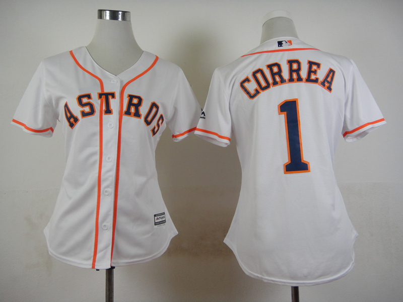 Astros 1 Correa White New Cool Base Women Jersey