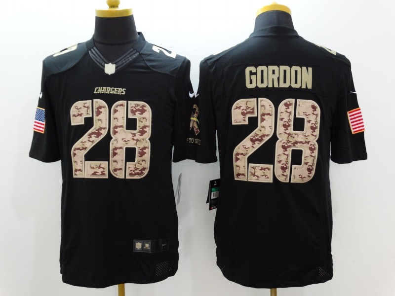 Nike Chargers 28 Gordon Black Salute To Service Limited Jersey