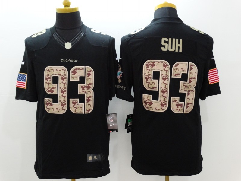 Nike Dolphins 93 Suh Black Salute To Service Limited Jersey