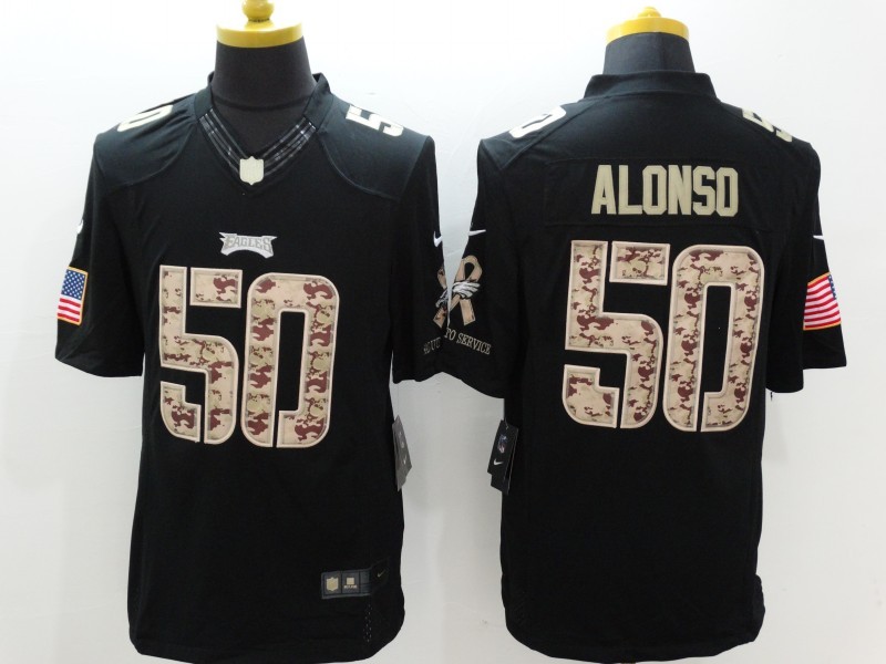 Nike Eagles 50 Alonso Black Salute To Service Limited Jersey