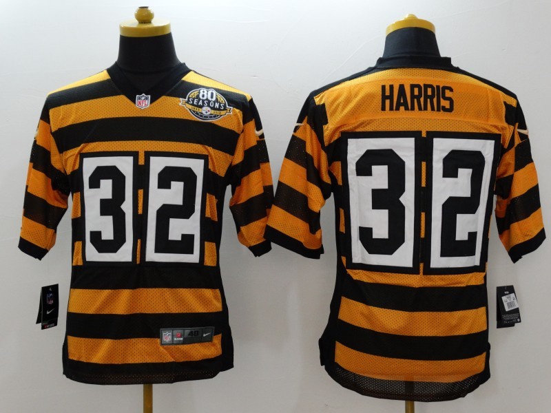 Nike Steelers 32 Harris Yellow&Black 80 Season Patch Elite Jersey