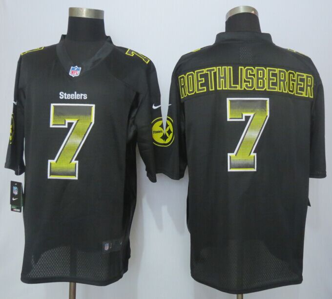 Nike Steelers 7 Ben Roethlisberger Black Pro Line Fashion Strobe Jersey