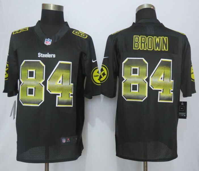 Nike Steelers 84 Antonio Brown Black Pro Line Fashion Strobe Jersey