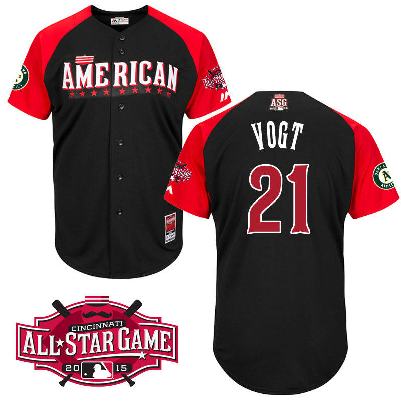 American League Athletics 21 Vogt Black 2015 All Star Jersey