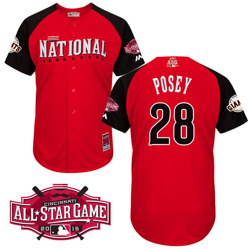 National League Giants 28 Posey Red 2015 All Star Jersey